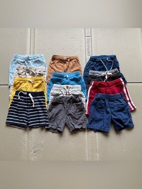 Bundle of Boys' 2T Shorts - Blue, Red, Gray, Yellow, Tan, Navy